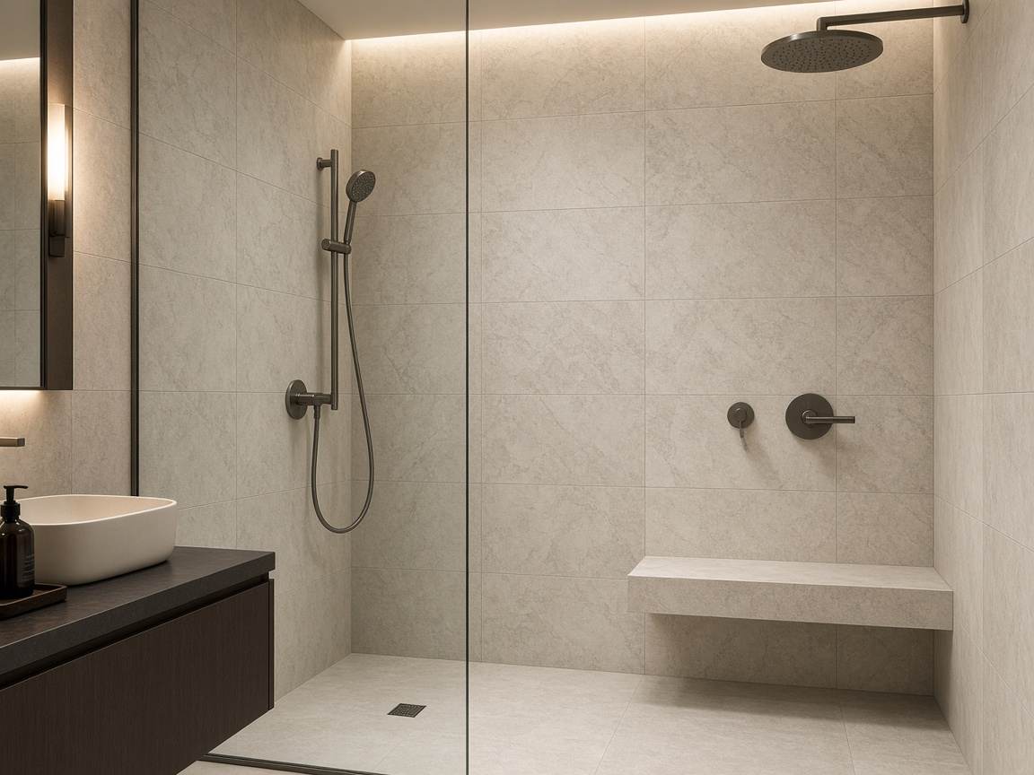Large-format contemporary shower walls