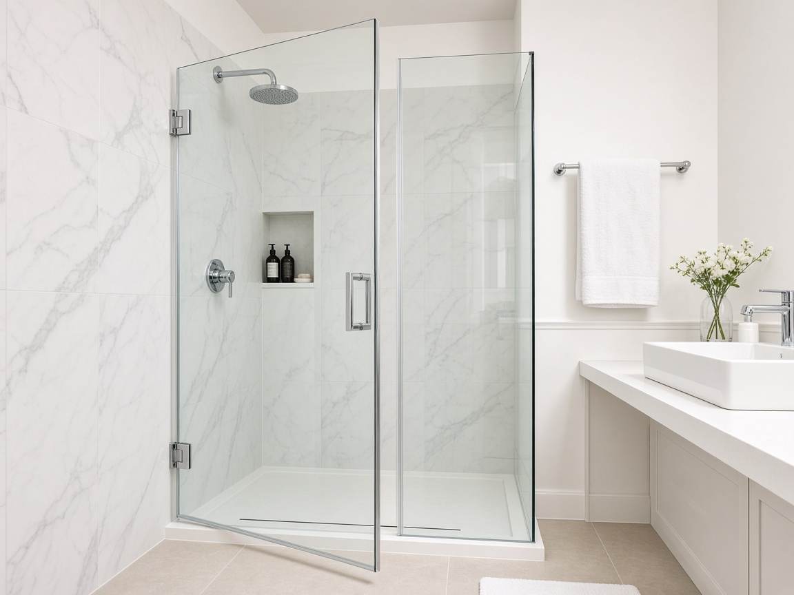 Hinged frameless glass shower door