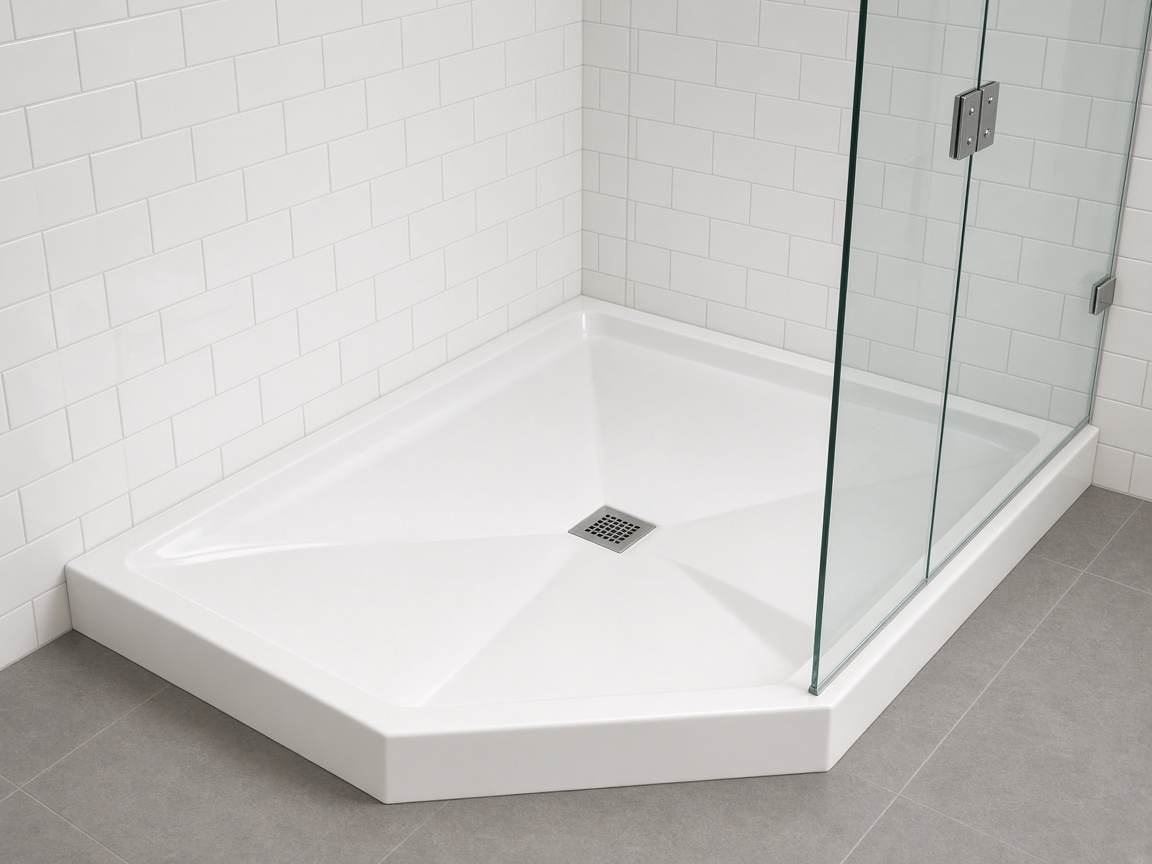Shower base with the waste toward the corner