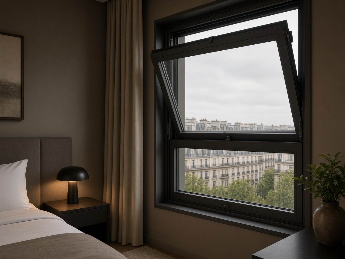 Tilt-and-turn window tilted inward